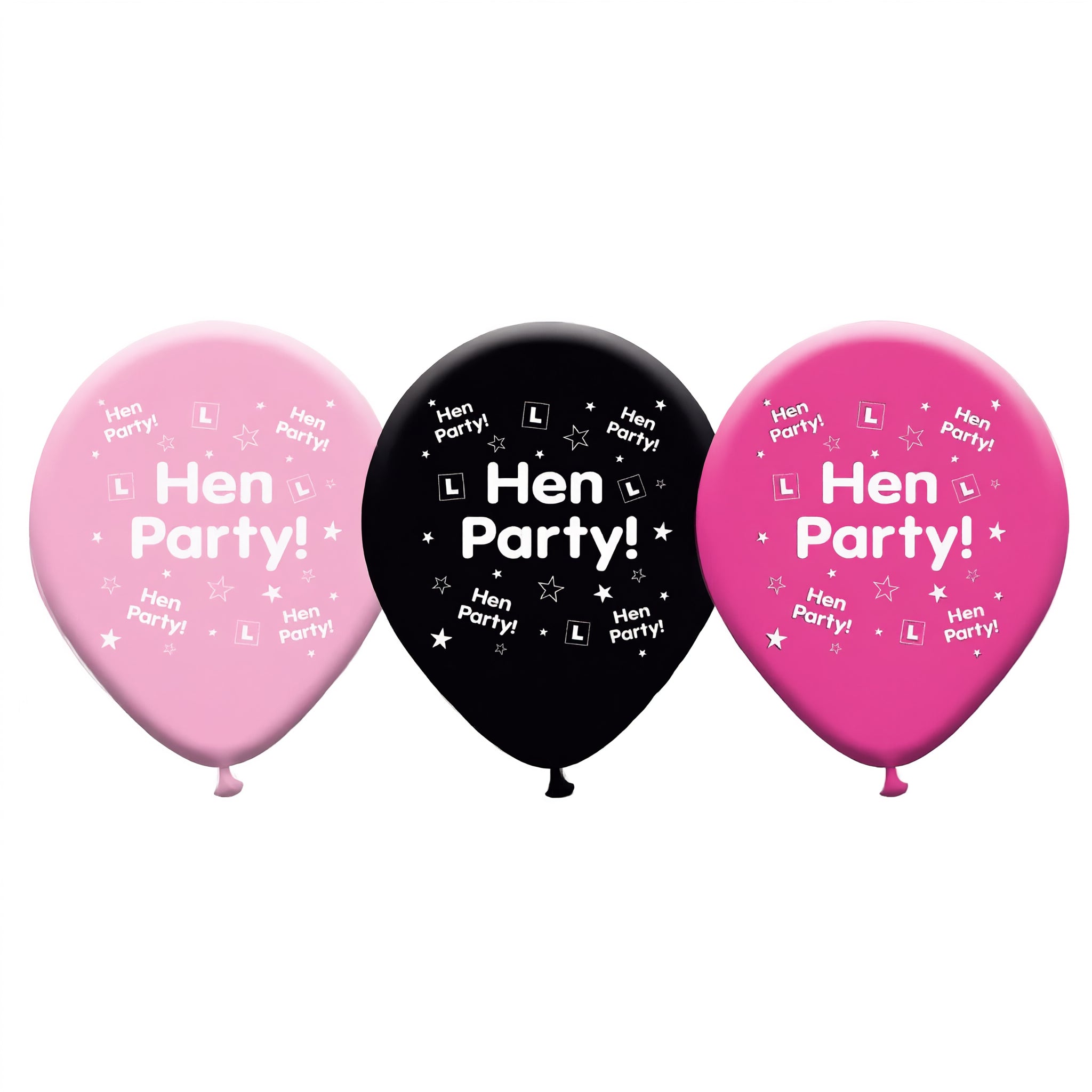 Hen Party Latex Balloons Pack of 8 Pink & Black