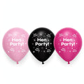 Hen Party Latex Balloons pack of 8 in pink and black