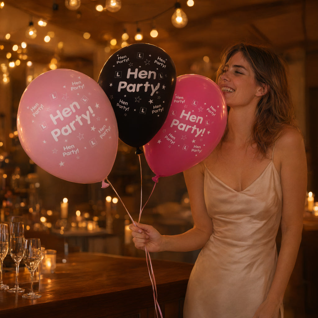 Hen Party Latex Balloons Pack of 8 Pink & Black – product image 5