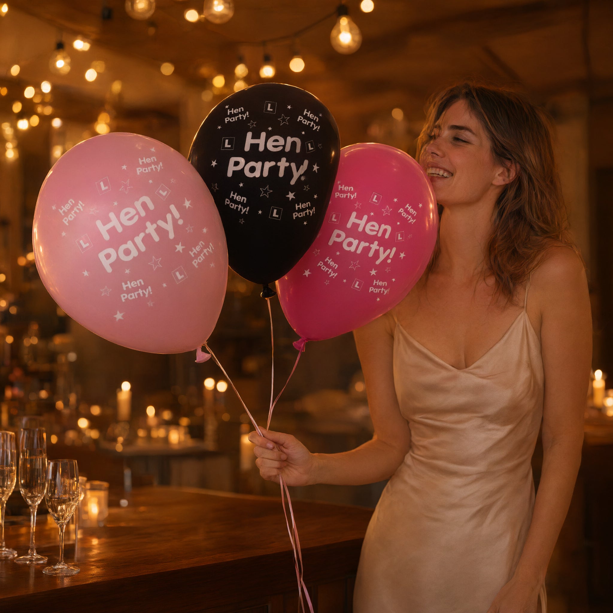 Hen Party Latex Balloons Pack of 8 Pink & Black