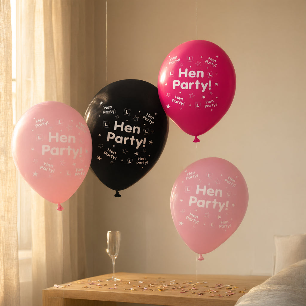 Hen Party Latex Balloons Pack of 8 Pink & Black – product image 6