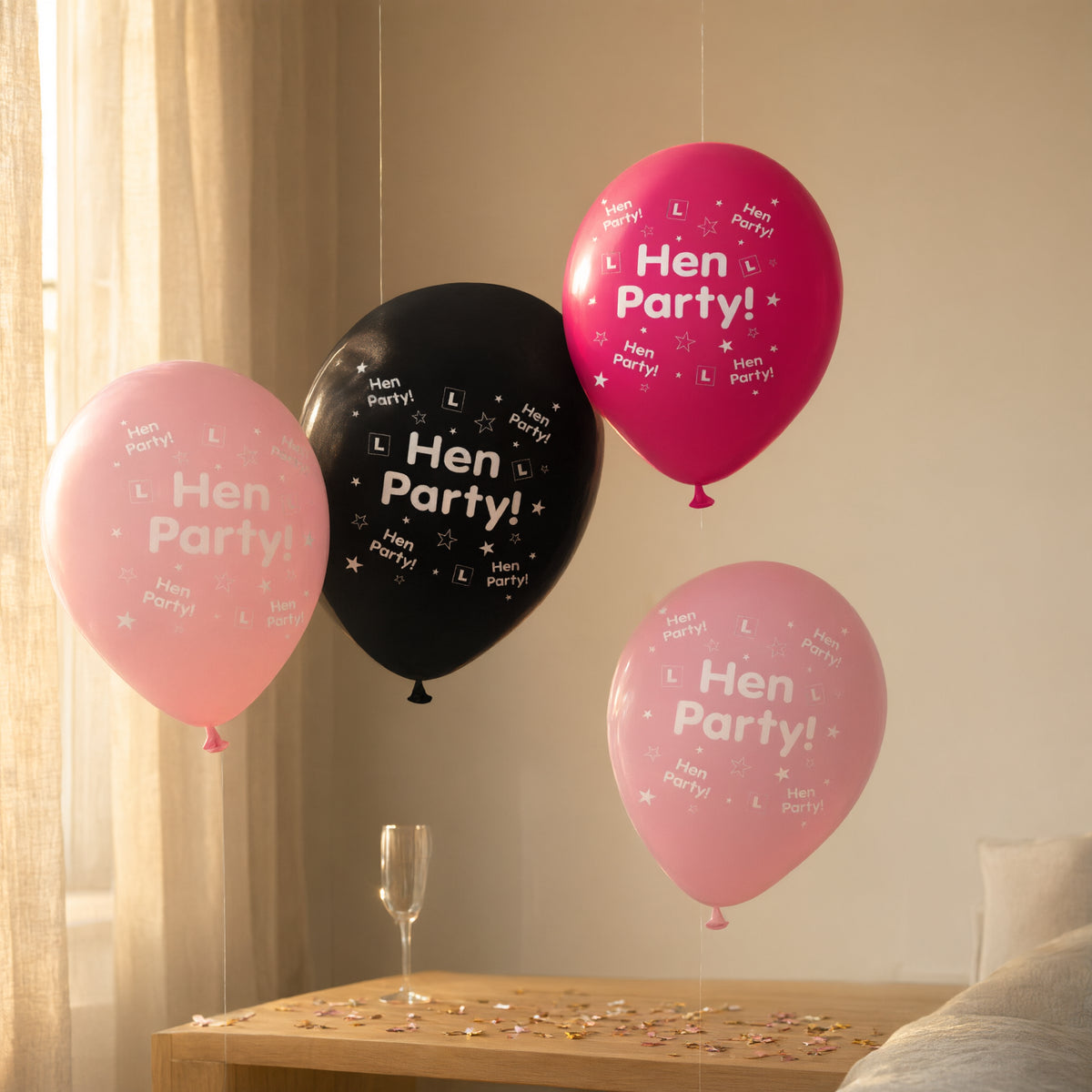 Hen Party Latex Balloons Pack of 8 Pink & Black – product image 6