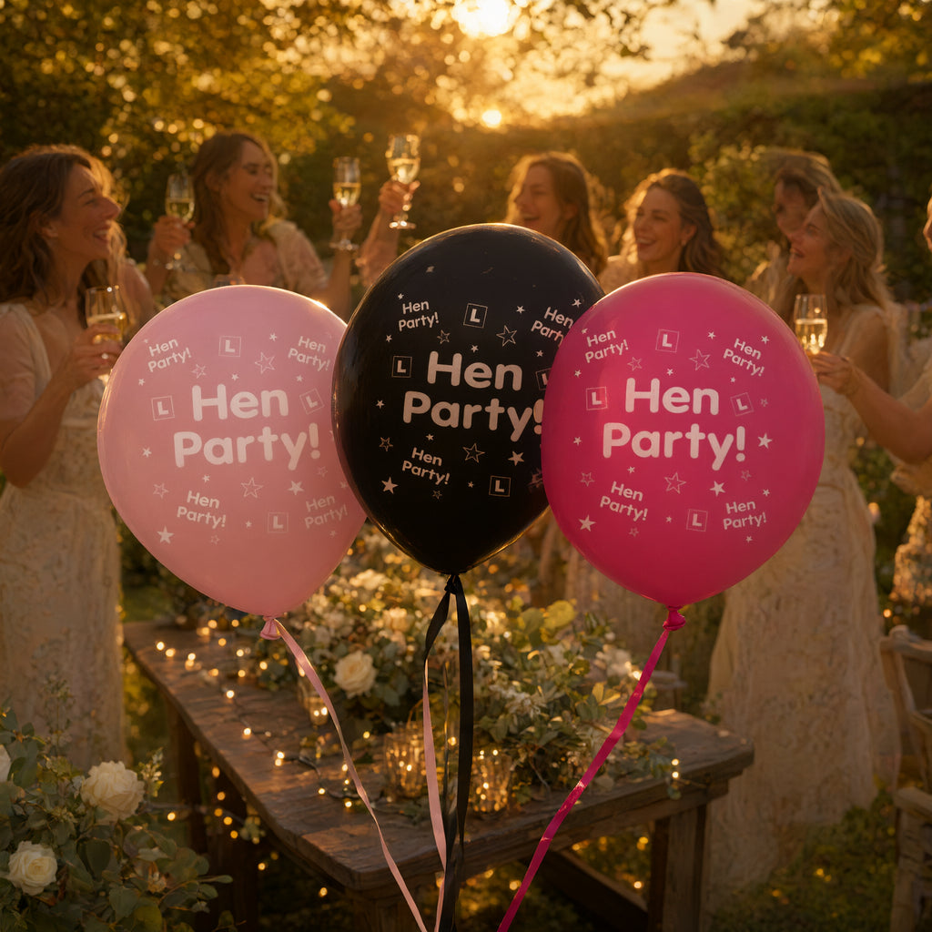Hen Party Latex Balloons Pack of 8 Pink & Black – product image 4