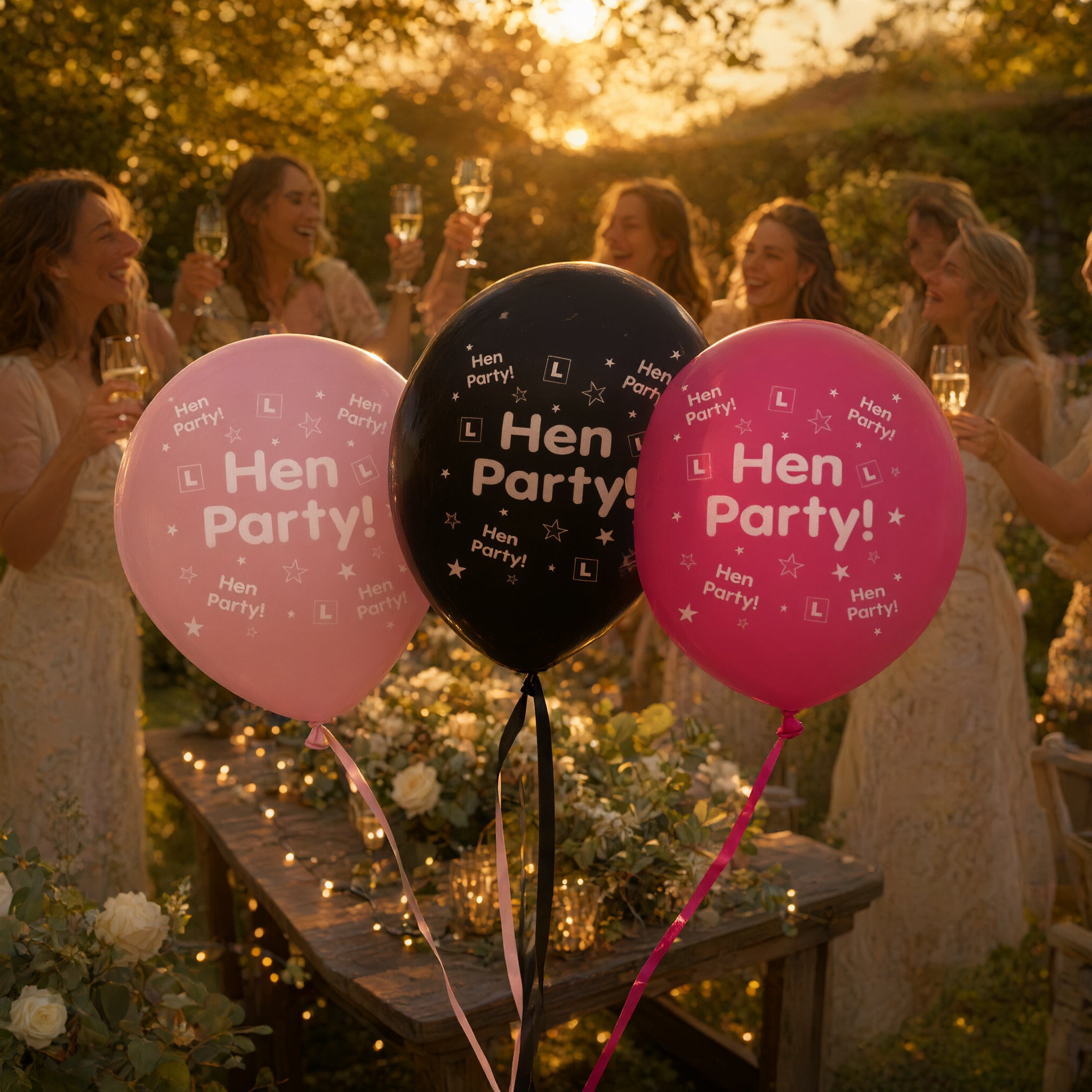 Hen Party Latex Balloons Pack of 8 Pink & Black