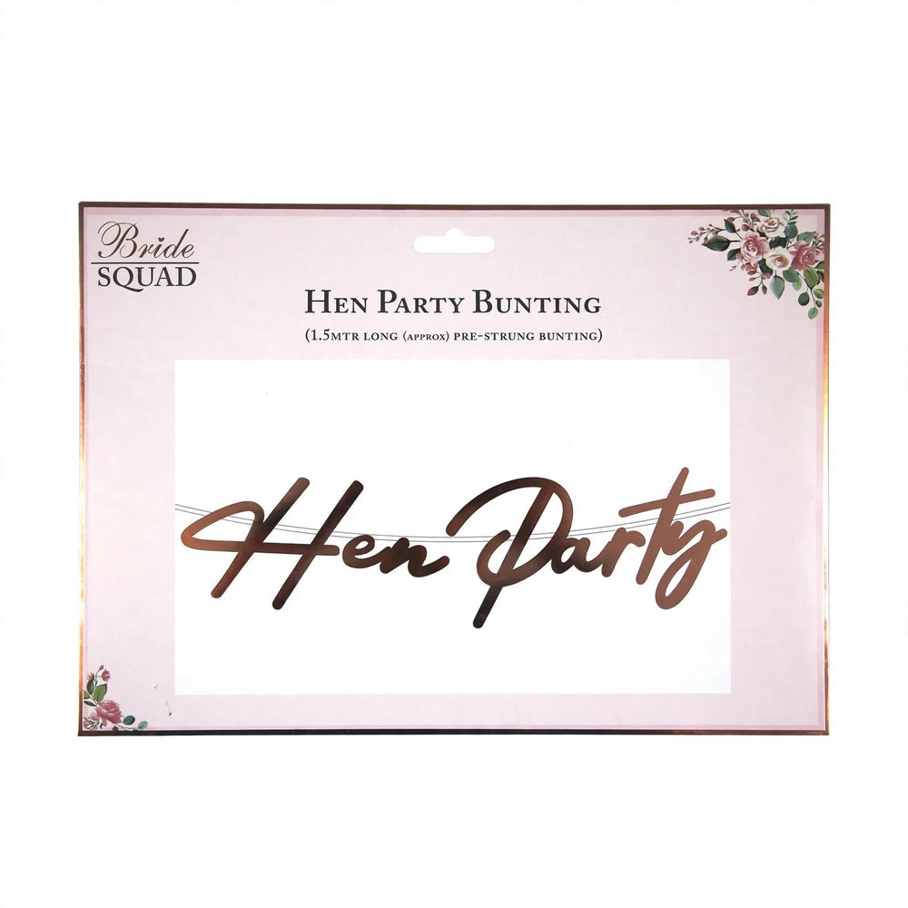 Hen Party Rose Gold Banner 1.5M pre-strung metallic foil bunting