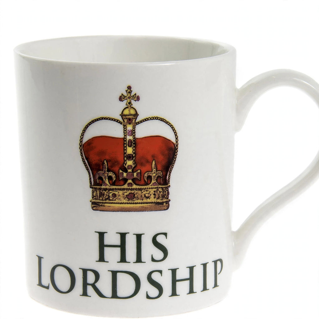 Close-up view of His Lordship Fine China Gift Mug showing His Lordship wording