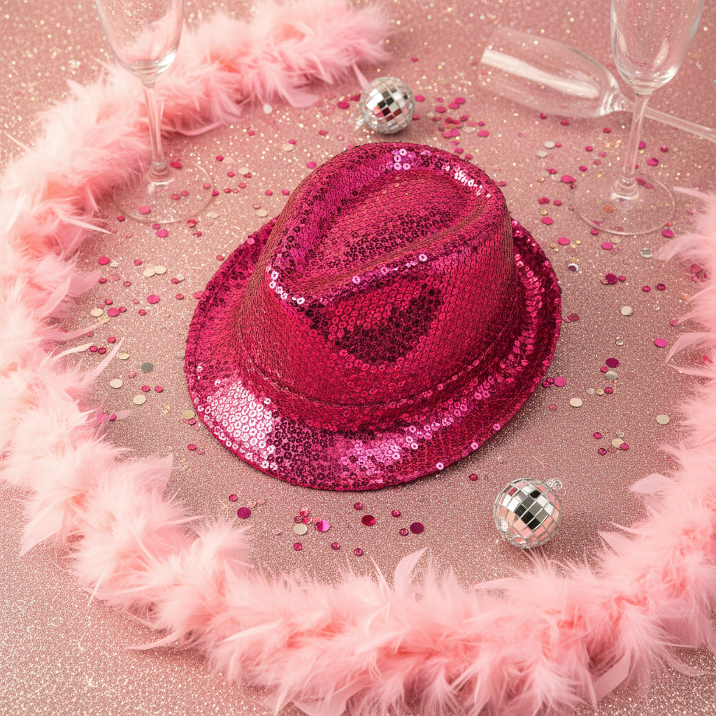 Hot Pink Sequin Trilby Hat