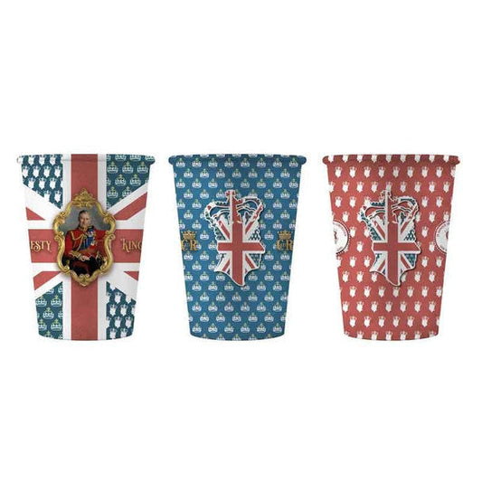 Vintage Union Jack Cups 8 Pack 3 Assorted Designs