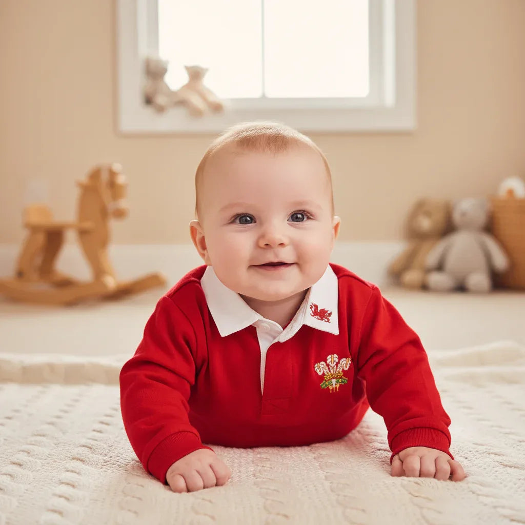 Kids' Traditional Long Sleeve Welsh Red Rugby Shirts Age 0-6 Months - Why Not Shop