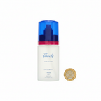 Panache EDP 100ml bottle flat lay beside £1 coin showing product scale on pure white background