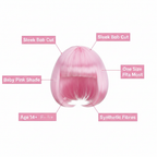 Baby pink bob wig feature callout infographic — one size fits most synthetic