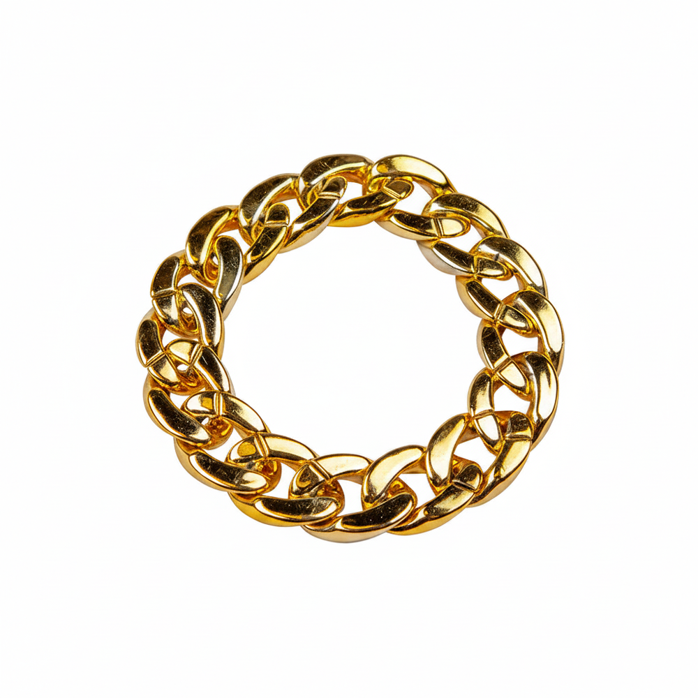 Chunky gold bracelet on pure white background — studio hero shot, Amazon/eBay compliant