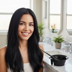 Woman with Salon-Perfect Coloured Hair Achieved Using Black Hair Dye Brush And Bowl Set