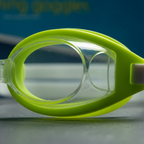Extreme macro close-up of Kids Swimming Goggles showing soft rubber seal and lens clarity detail