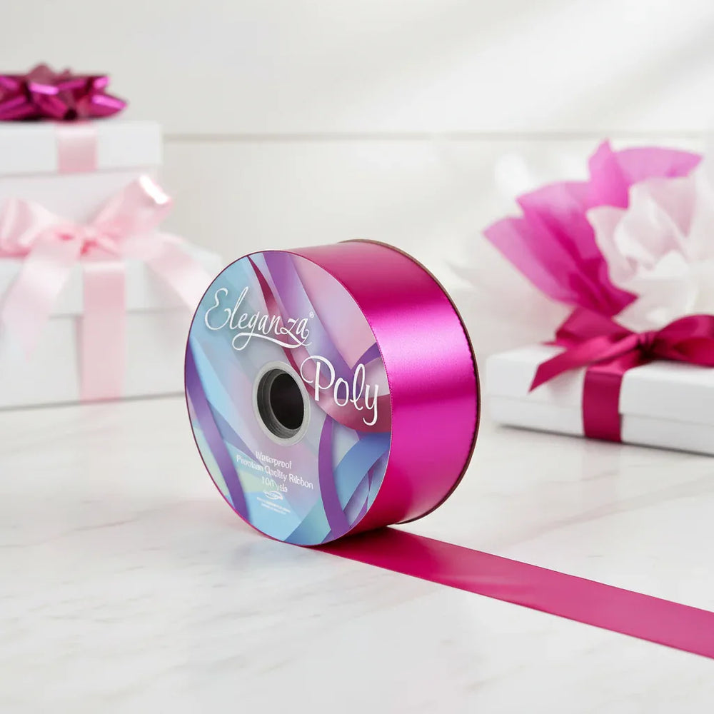 Eleganza Poly Ribbon 50mm x 91m (100yds) Fuchsia Pink - Why Not Shop
