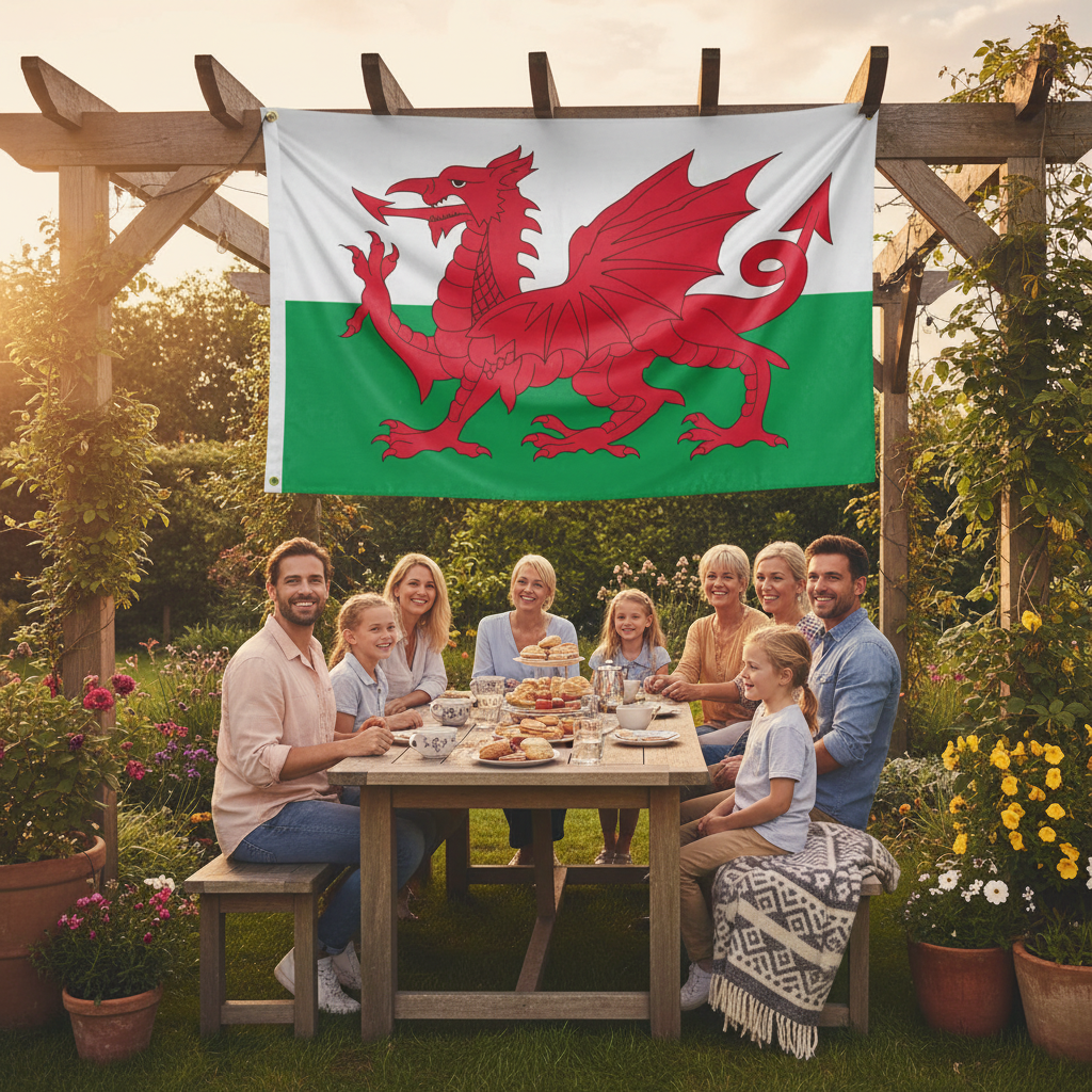 Welsh flag beautifully displayed in home setting showing Welsh pride