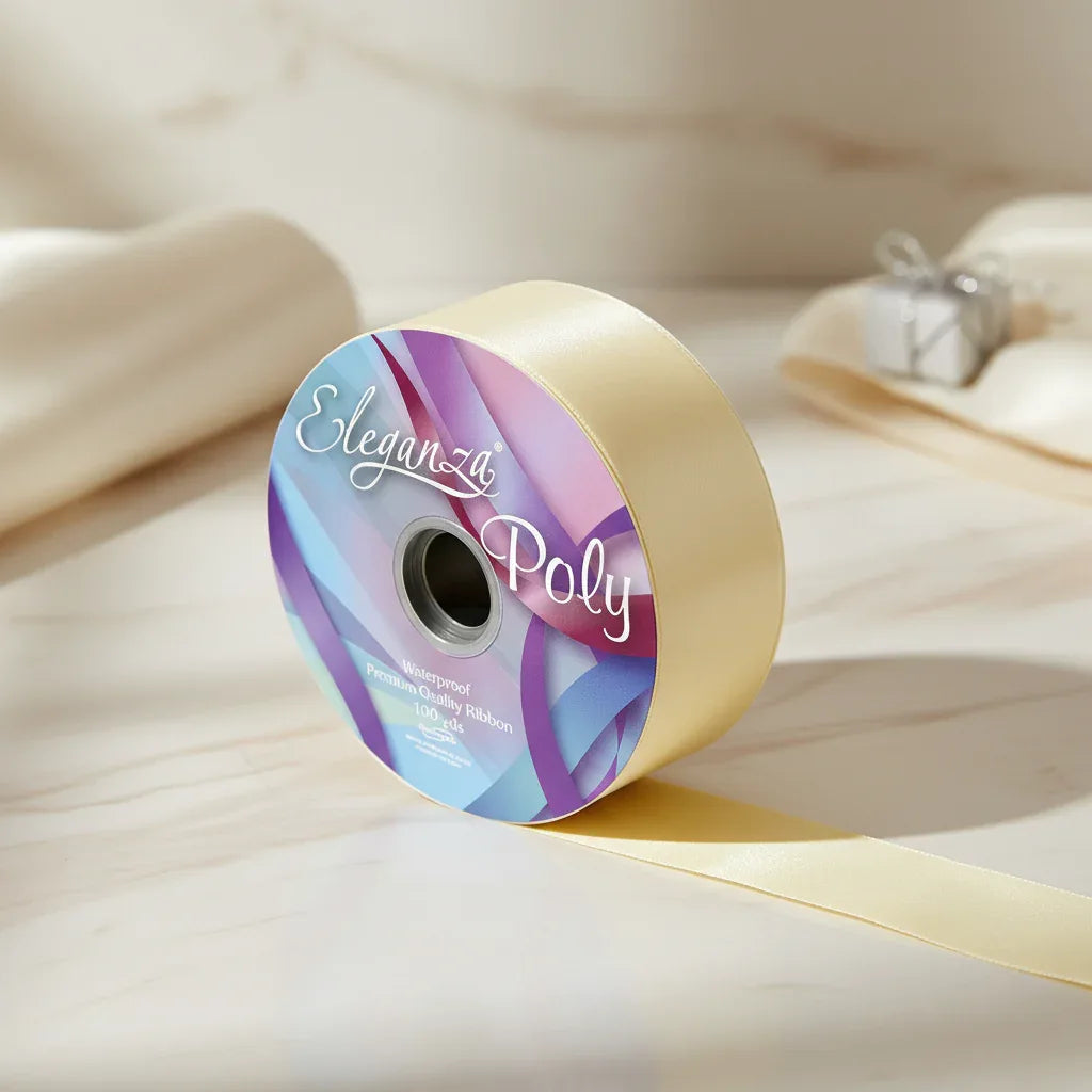Eleganza Poly Ribbon 50mm x 91m (100yds) Cream - Why Not Shop