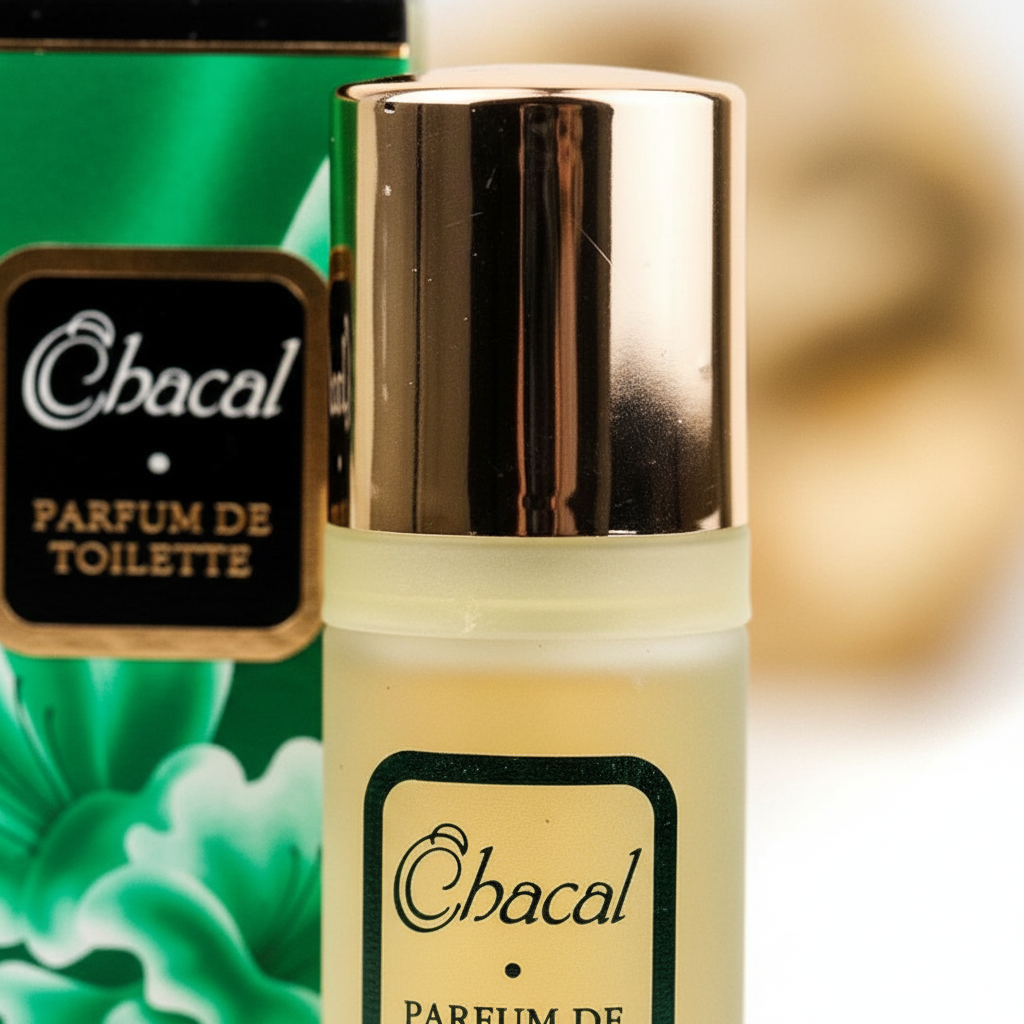 Extreme macro close-up of Chacal pale golden glass bottle texture and metallic gold cap — showcasing premium material quality