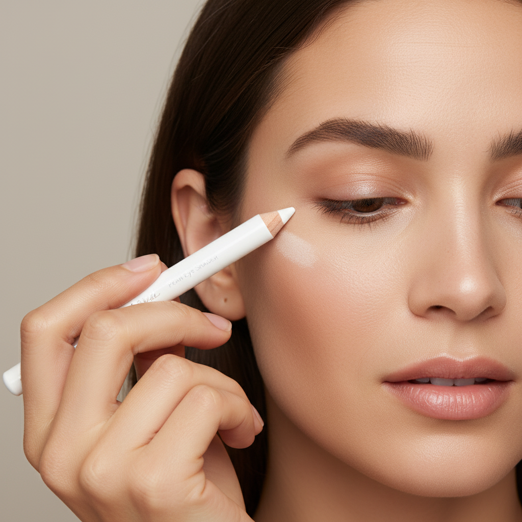 Model applying Laval Pearl Eye Shader Eyeshadow Pencil to inner corner of eye