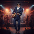 Wicked Costumes 1960s Pop Icon Wig & Moustache - Men's Black Fancy Dress - Why Not Shop