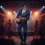 Wicked Costumes 1960s Pop Icon Wig & Moustache - Men's Black Fancy Dress - Why Not Shop