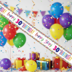 Happy 30th Birthday foil banner with multi-coloured confetti - 9ft party decoration product shot