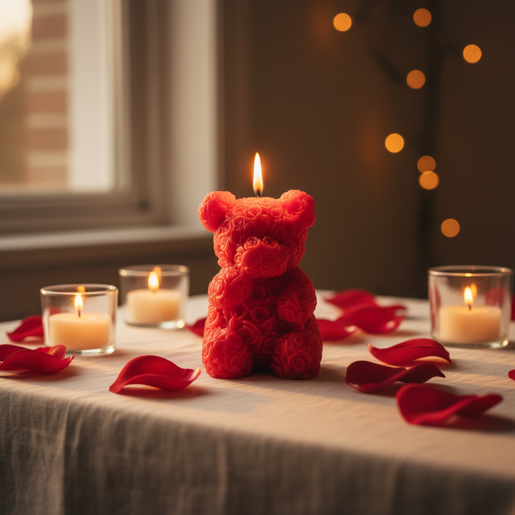 Scented Rose Bear Candle 6.6cm
