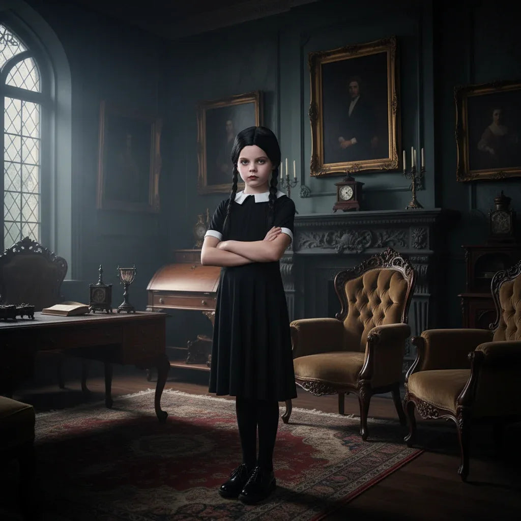 Wicked Costumes Girls Wednesday Addams Dress & Plaited Wig Set - Why Not Shop