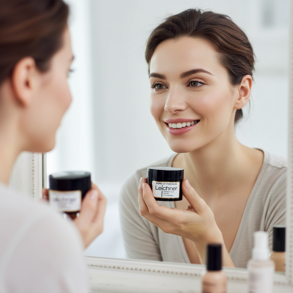 Woman with flawless luminous porcelain skin showing the result of Leichner Camera Clear Foundation