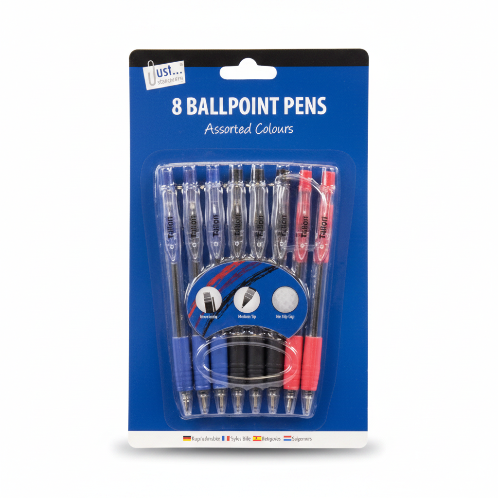 Tallon 8 Retractable Rubber Grip Pens
