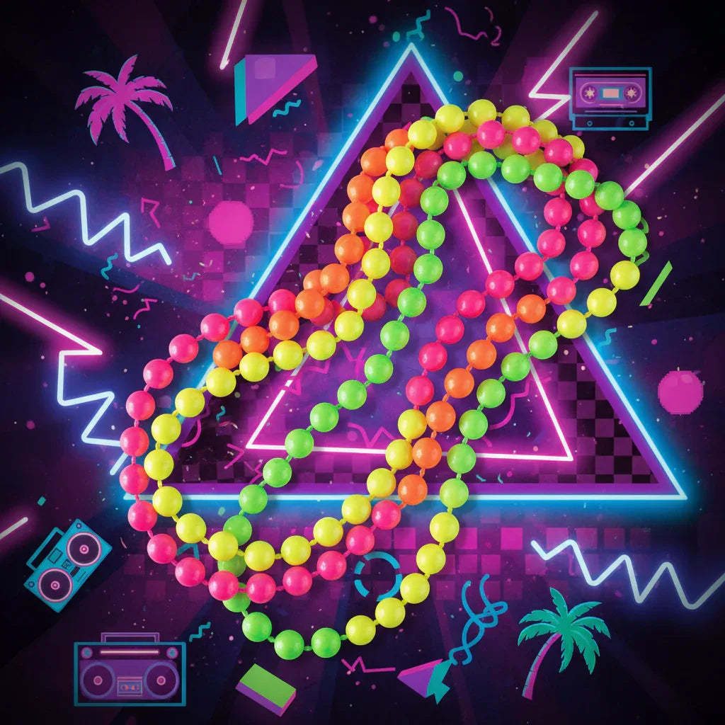 Wicked Costumes Women's 80s Neon Bead Necklace Set - 4 Piece Retro Party Accessories - Why Not Shop