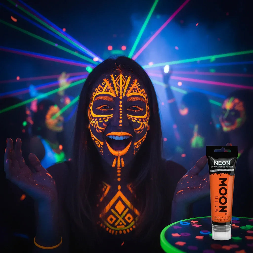 Moon Glow Supersize Intense Neon UV Face Paint, Intense Orange 75ml - Why Not Shop