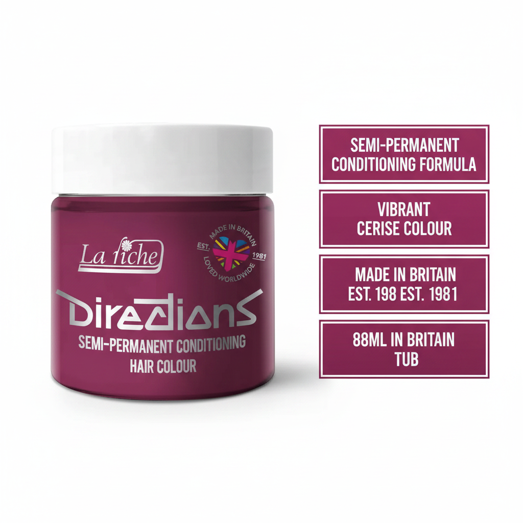 La Riche Directions Cerise Hair Dye 88ml - Feature Infographic Key Benefits
