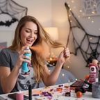 Person applying Party Success orange temporary hair colour spray - easy application for instant transformation