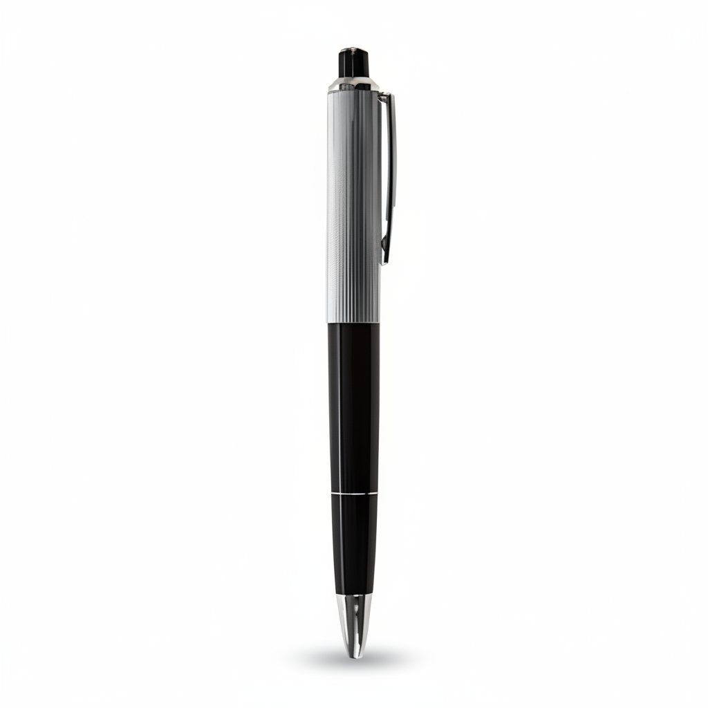 Electric shock joke pen silver and black ballpoint on white background