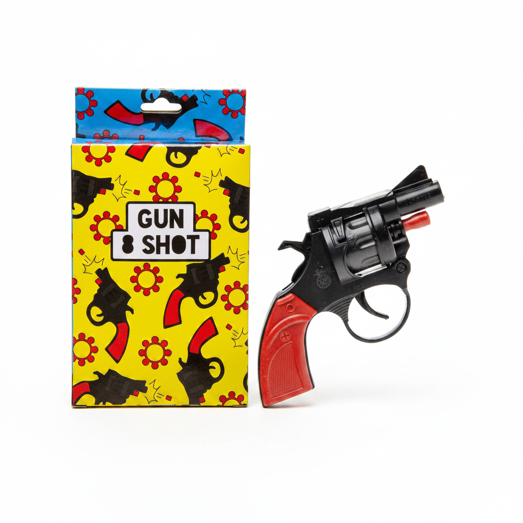 8-Shot Toy Revolver Cap Gun Play Set on pure white background - hero product shot