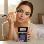 Woman applying Lilyz Eyeshadow Mono Denim Blue for a casual stylish daytime look