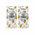 6.5cm assorted designs silver foil birthday candles on white background - circle and star shapes in retail packaging