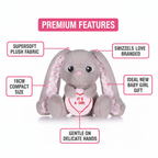 Swizzels Love Heart Bunny feature callout infographic showing key product details