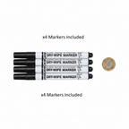Tallon Dry Wipe Markers Pack of 4 flat lay with £1 coin for scale