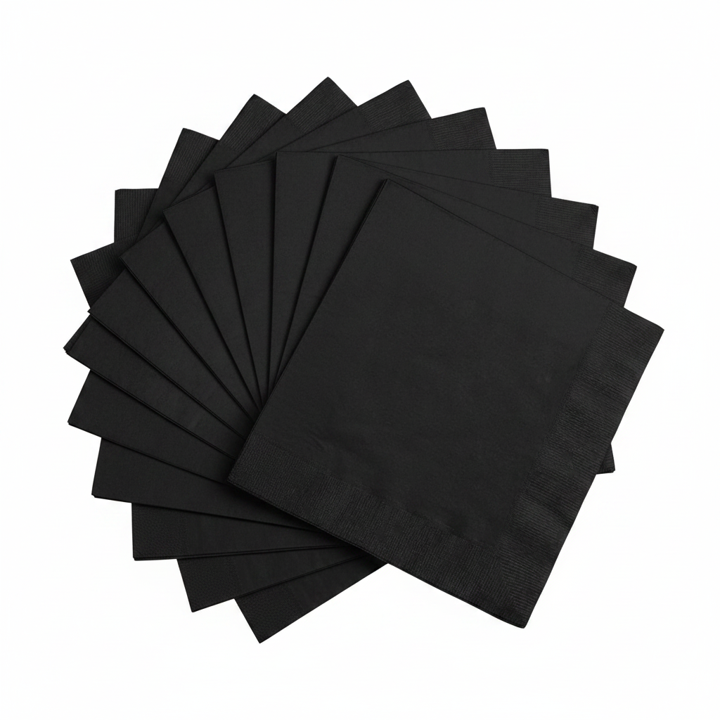 Unique 20 Pack Black Luncheon Napkins 32.3cm on white background — party tableware