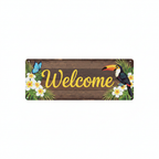 Cardboard Hawaiian Welcome Sign 13x60cm with tropical Aloha design on white background