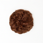 Heat resistant curly messy hair bun in warm auburn copper shade 33/30 Sunrose on pure white background, Amazon and eBay compliant hero shot