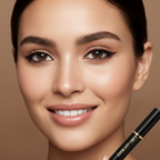 Close-up of beautiful eyes with Lilyz dark brown eyeliner perfectly applied