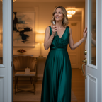 Confident elegant woman applying D&M Fragrances Blonde perfume before an evening out — outcome lifestyle shot