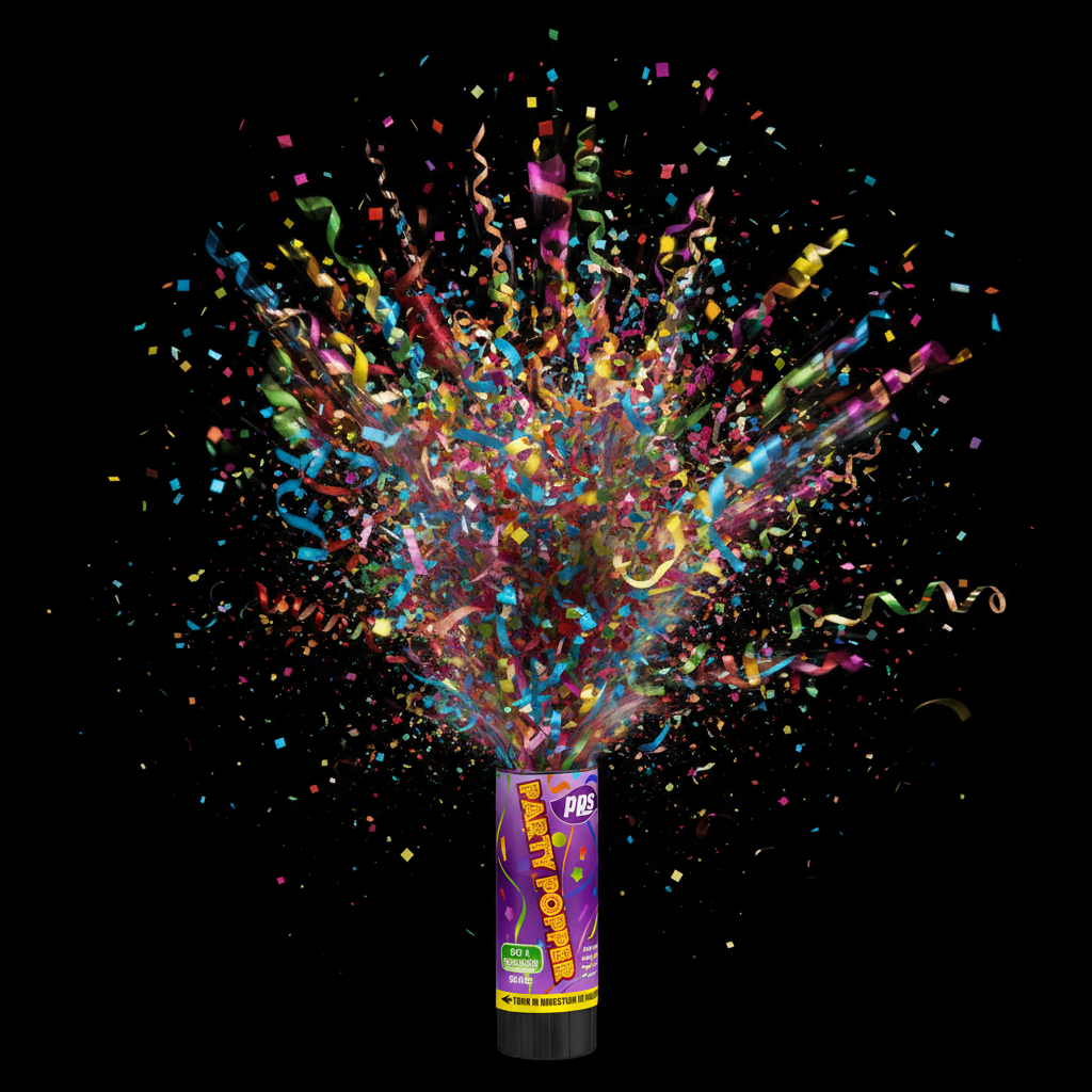 Colour Confetti Cannon Party Poppers 11cm - Action Mid Pop Shot