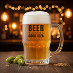 Cooling Beer Gift Mug 15.5x12cm on a rustic pub bar background — perfect novelty beer gift