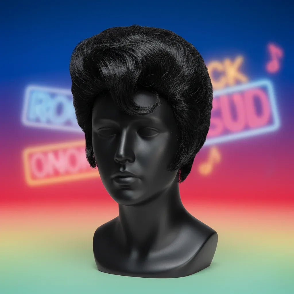 Wicked Costumes Men's 1950s Black Rocker Wig - Fancy Dress Essential - Why Not Shop