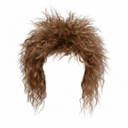 80s Tina Brown Wig on pure white background, voluminous warm brown curly wig, studio hero shot