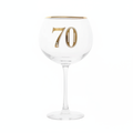 Art Deco 70th Birthday Gin Glass on pure white background, centred studio hero shot